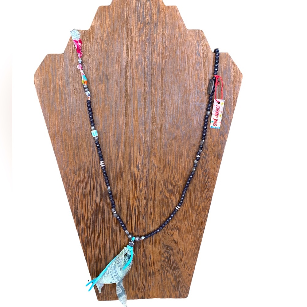 NWT JOHNNY WAS Scarf Feather Beaded Necklace